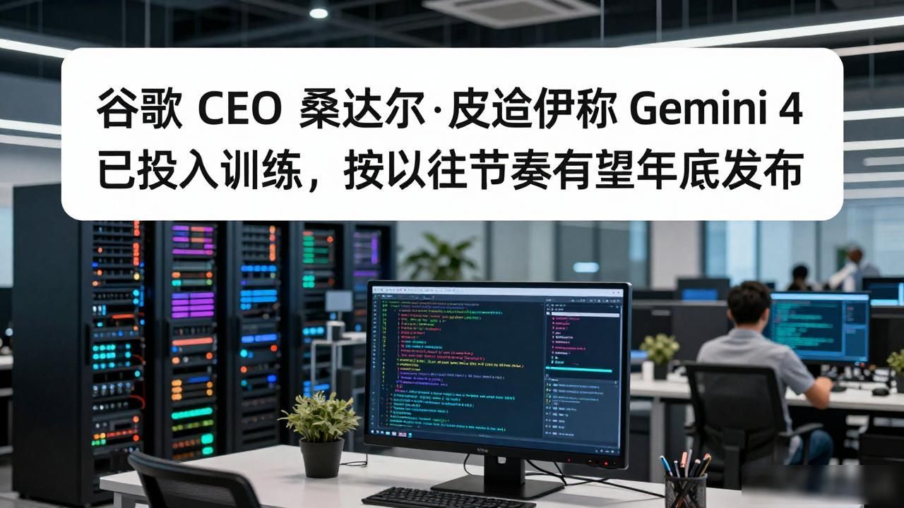 谷歌 CEO 桑达尔 · 皮查伊称 Gemini 4 已投入训练,按以往节奏有望年底发布__谷歌 CEO 桑达尔 · 皮查伊称 Gemini 4 已投入训练,按以往节奏有望年底发布