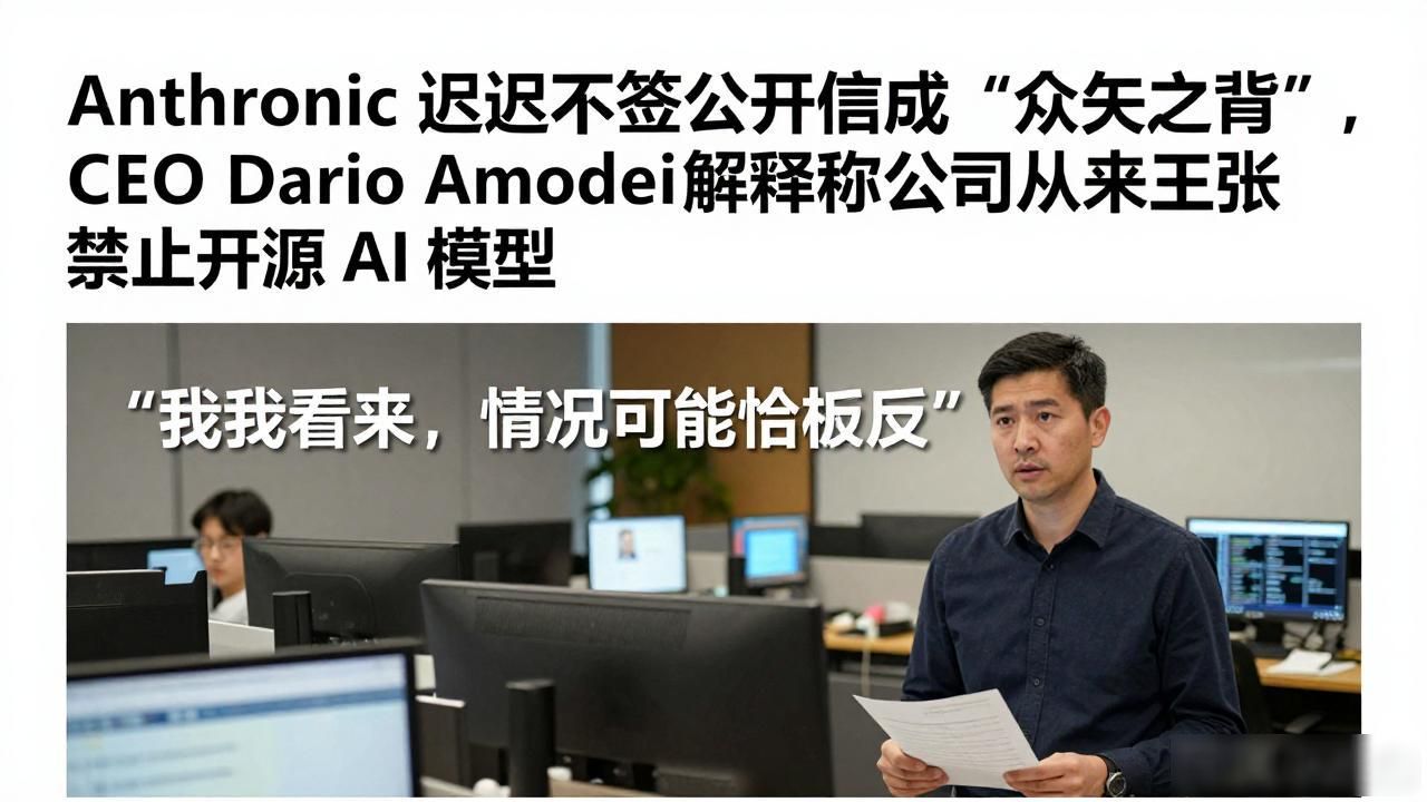 Anthropic 迟迟不签公开信成“众矢之的”，CEO Dario Amodei 解释称公司从未主张禁止开源 AI 模型_Anthropic 迟迟不签公开信成“众矢之的”，CEO Dario Amodei 解释称公司从未主张禁止开源 AI 模型_