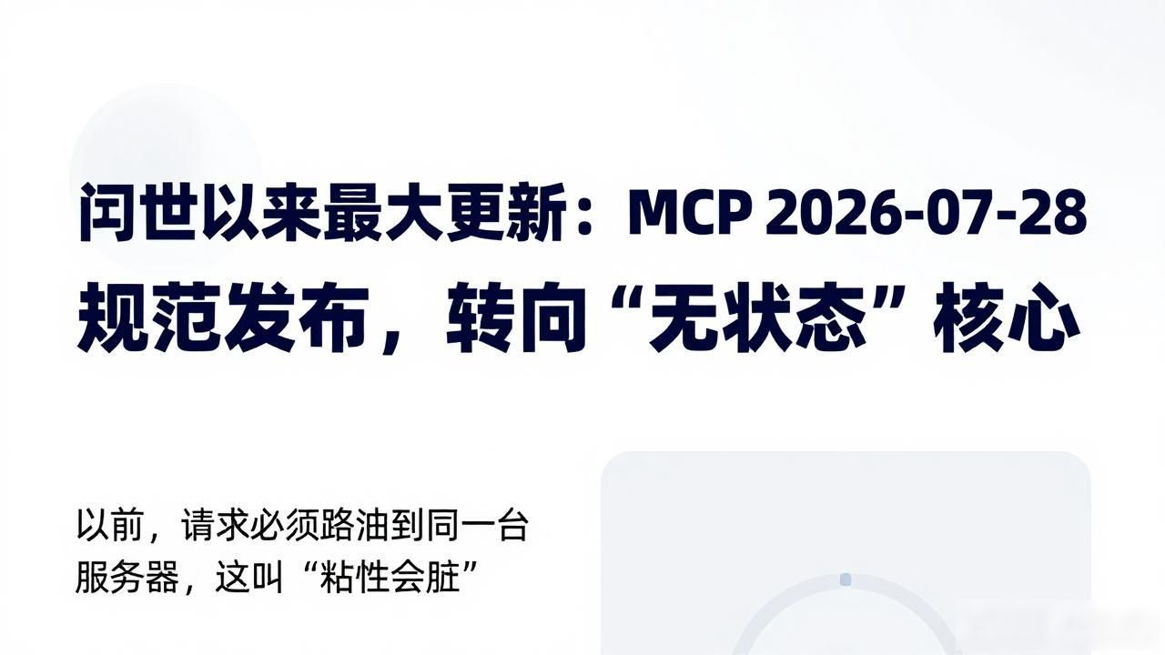 _问世以来最大更新:MCP 2026-07-28 规范发布,转向“无状态”核心_问世以来最大更新:MCP 2026-07-28 规范发布,转向“无状态”核心