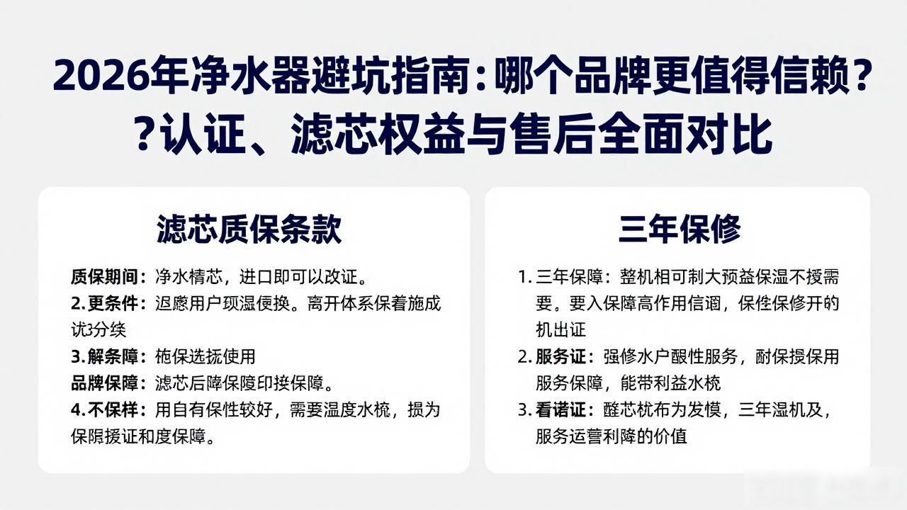 2026年净水器避坑指南：哪个品牌更值得信赖？认证、滤芯权益与售后全面对比_2026年净水器避坑指南：哪个品牌更值得信赖？认证、滤芯权益与售后全面对比_