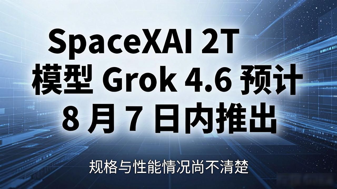 _SpaceXAI 2T 模型 Grok 4.6 预计 8 月 7 日内推出_SpaceXAI 2T 模型 Grok 4.6 预计 8 月 7 日内推出