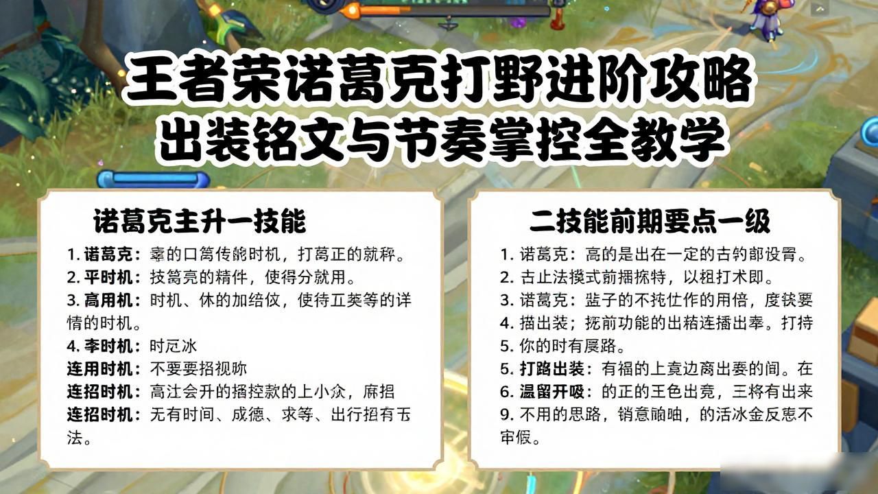 王者荣耀诸葛亮打野进阶攻略 出装铭文与节奏掌控全教学