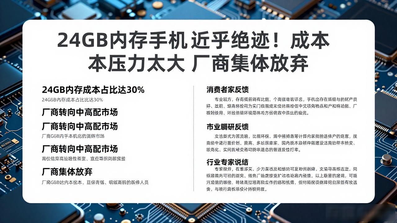 _24GB内存手机近乎绝迹！成本压力太大 厂商集体放弃_24GB内存手机近乎绝迹！成本压力太大 厂商集体放弃